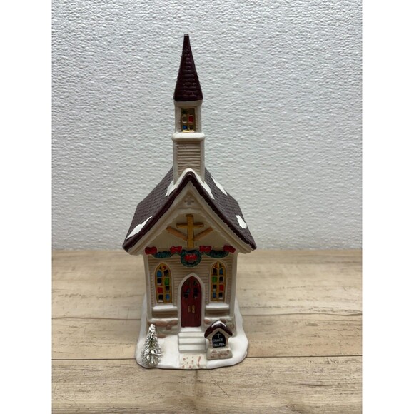 Vtg 1993 Christmas Valley Collection Lighted Porcelain Grace Chapel Church - Picture 5 of 15